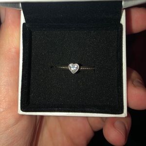 Pandora Clear Heart Beaded Ring Size 7